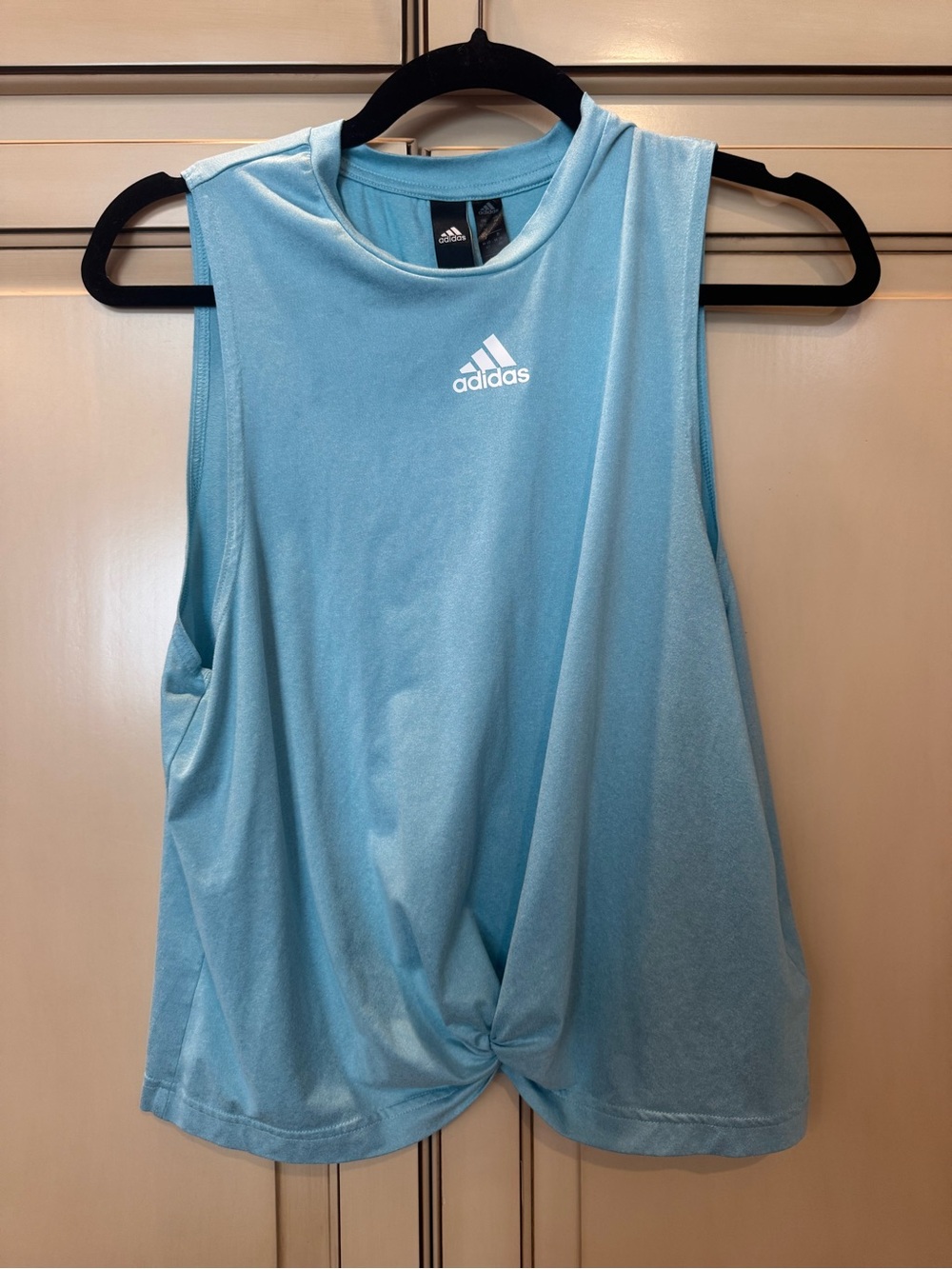 adidas Light Blue Twist-Front Sleeveless Athletic Tank